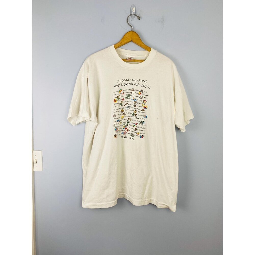 Vintage 50 Good Reasons Not to Drink and Drive T-shirt, Size XXL, Made in USA